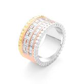 Facet Cnc Ring halbgefasster Memoirering in 18 Karat-750 Tricolor